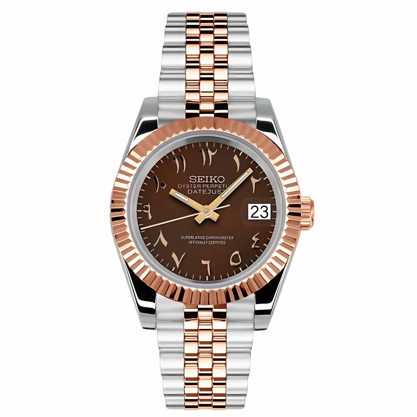 SEIKOJUST CHOCOLATE ROSE GOLD ARABIC